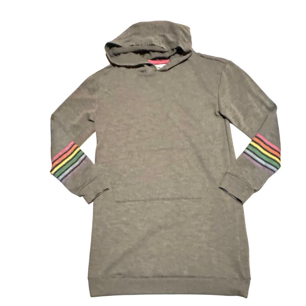 Epic Threads Long Line Rainbow Stripe Hooded Tunic Dress Girls L Large